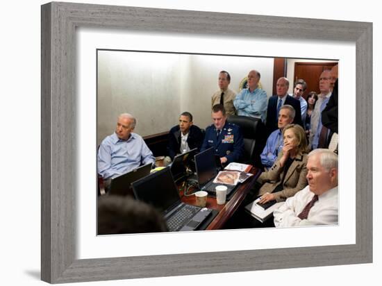 President Obama before statement to the media of the mission against Osama bin Laden, May 1, 2011-null-Framed Photo