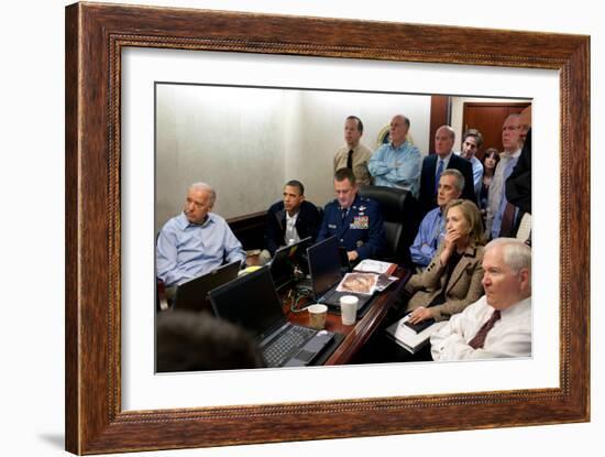 President Obama before statement to the media of the mission against Osama bin Laden, May 1, 2011-null-Framed Photo