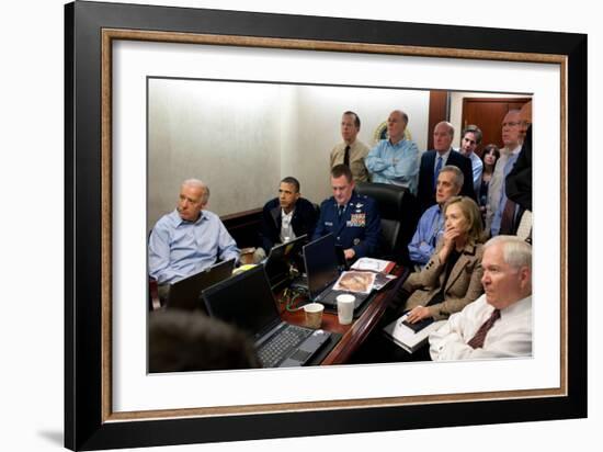 President Obama before statement to the media of the mission against Osama bin Laden, May 1, 2011-null-Framed Photo