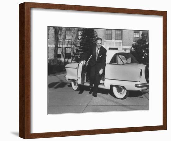 President of American Motors George W. Romney Getting Out of His Car-Grey Villet-Framed Photographic Print