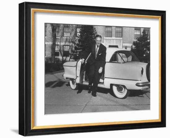 President of American Motors George W. Romney Getting Out of His Car-Grey Villet-Framed Photographic Print