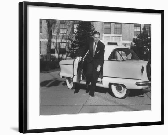 President of American Motors George W. Romney Getting Out of His Car-Grey Villet-Framed Photographic Print