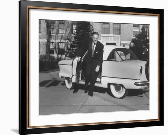 President of American Motors George W. Romney Getting Out of His Car-Grey Villet-Framed Photographic Print