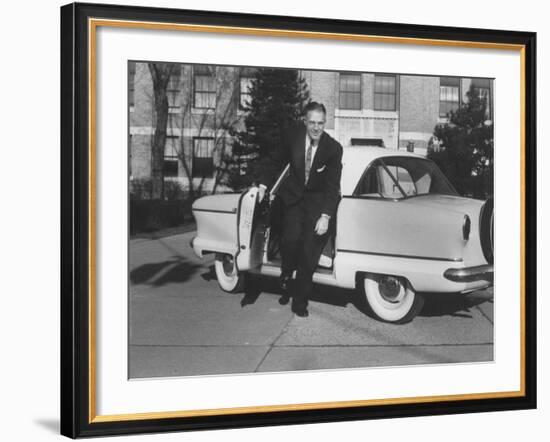 President of American Motors George W. Romney Getting Out of His Car-Grey Villet-Framed Photographic Print