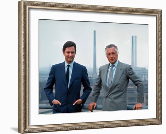 President of Fiat Gianni Agnelli Standing with Brother, Umberto Agnelli-David Lees-Framed Premium Photographic Print