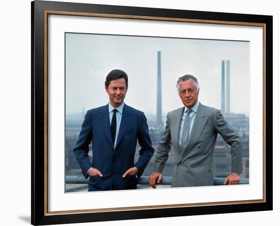 President of Fiat Gianni Agnelli Standing with Brother, Umberto Agnelli-David Lees-Framed Premium Photographic Print