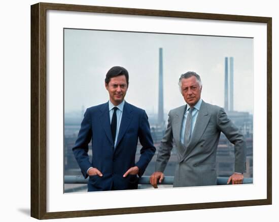 President of Fiat Gianni Agnelli Standing with Brother, Umberto Agnelli-David Lees-Framed Premium Photographic Print