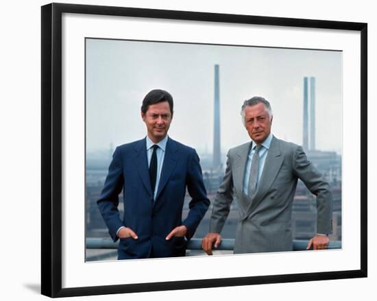 President of Fiat Gianni Agnelli Standing with Brother, Umberto Agnelli-David Lees-Framed Premium Photographic Print