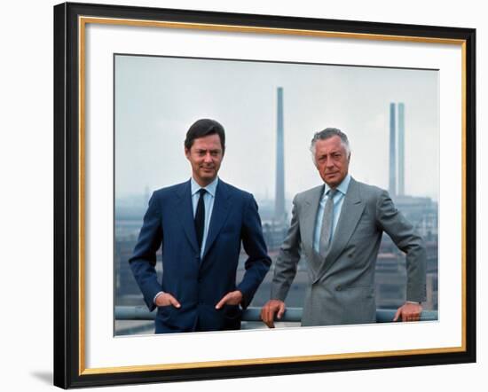 President of Fiat Gianni Agnelli Standing with Brother, Umberto Agnelli-David Lees-Framed Premium Photographic Print