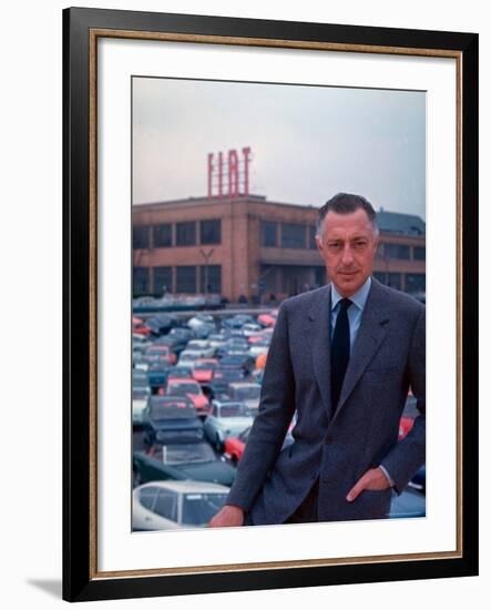 President of Fiat Gianni Agnelli Standing with Cars and Fiat Factory in Background-David Lees-Framed Premium Photographic Print