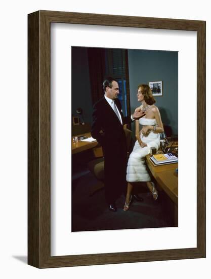 President of Revlon Charles Revson with Model Susie Parker, New York, NY 1956-Leonard Mccombe-Framed Photographic Print