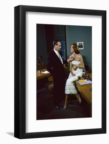 President of Revlon Charles Revson with Model Susie Parker, New York, NY 1956-Leonard Mccombe-Framed Photographic Print