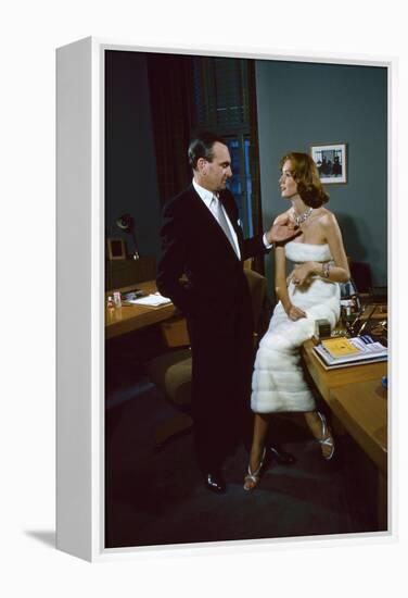 President of Revlon Charles Revson with Model Susie Parker, New York, NY 1956-Leonard Mccombe-Framed Premier Image Canvas