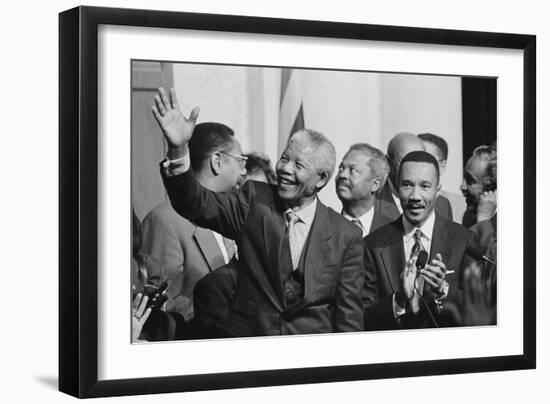 President of South Africa, Nelson Mandela with Members of the Congressional Black Caucus-null-Framed Premium Photographic Print