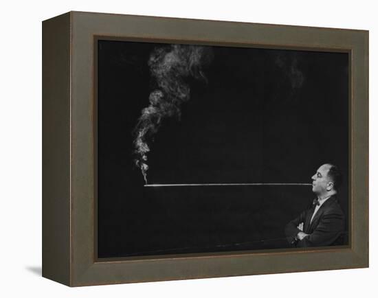 President of Zeus Corp., Robert Stern, Smoking from Self-Designed Four Foot Long Cigarette Holder-Yale Joel-Framed Premier Image Canvas