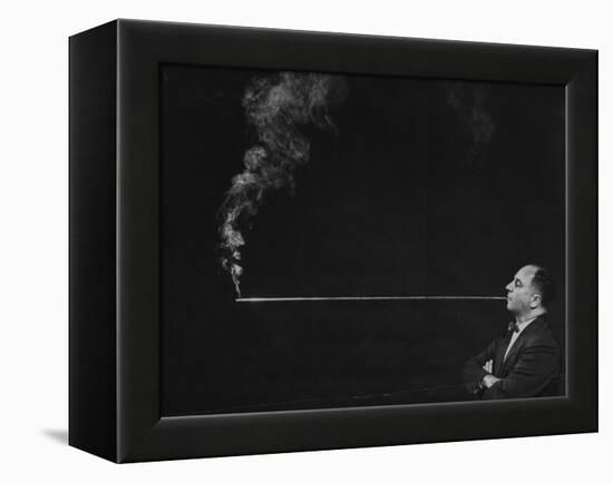President of Zeus Corp., Robert Stern, Smoking from Self-Designed Four Foot Long Cigarette Holder-Yale Joel-Framed Premier Image Canvas