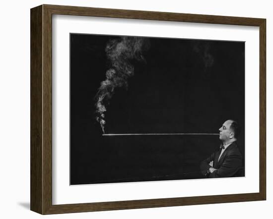 President of Zeus Corp., Robert Stern, Smoking from Self-Designed Four Foot Long Cigarette Holder-Yale Joel-Framed Photographic Print