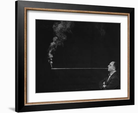 President of Zeus Corp., Robert Stern, Smoking from Self-Designed Four Foot Long Cigarette Holder-Yale Joel-Framed Photographic Print