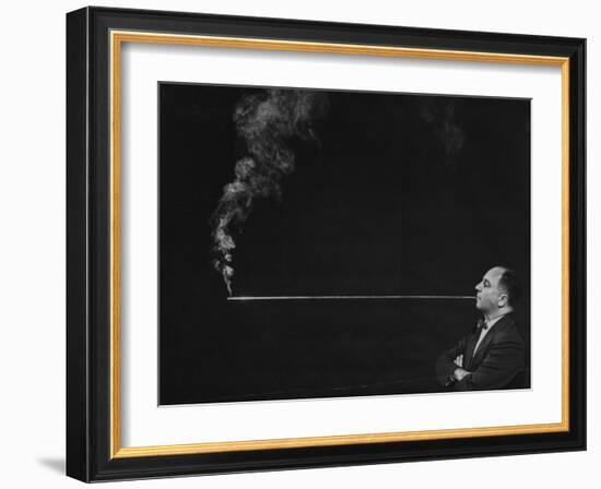 President of Zeus Corp., Robert Stern, Smoking from Self-Designed Four Foot Long Cigarette Holder-Yale Joel-Framed Photographic Print