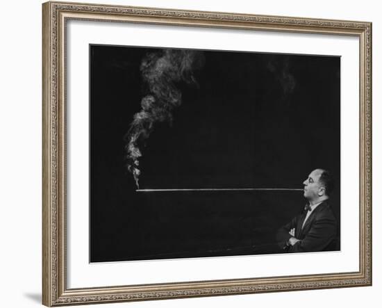 President of Zeus Corp., Robert Stern, Smoking from Self-Designed Four Foot Long Cigarette Holder-Yale Joel-Framed Photographic Print