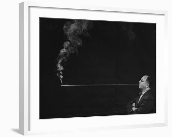 President of Zeus Corp., Robert Stern, Smoking from Self-Designed Four Foot Long Cigarette Holder-Yale Joel-Framed Photographic Print