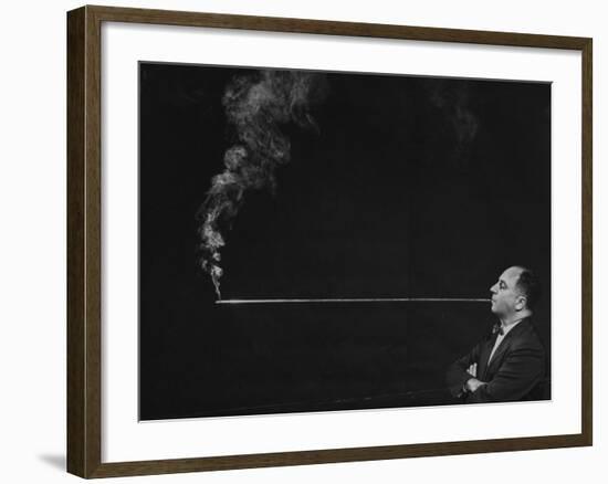 President of Zeus Corp., Robert Stern, Smoking from Self-Designed Four Foot Long Cigarette Holder-Yale Joel-Framed Photographic Print