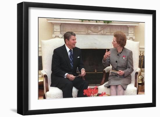 President Reagan Meeting with Prime Minister Margaret Thatcher in the Oval Office, Nov. 16, 1988-null-Framed Photo