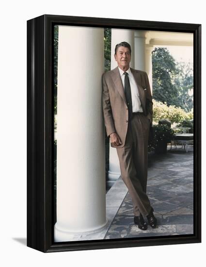 President Reagan on the White House Colonnade. August 17 1984. Po-Usp-Reagan_Na-12-0065M-null-Framed Stretched Canvas