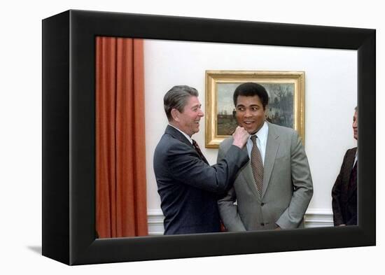 President Reagan 'Punching' Muhammad Ali in the Oval Office, Jan. 24, 1983-null-Framed Stretched Canvas