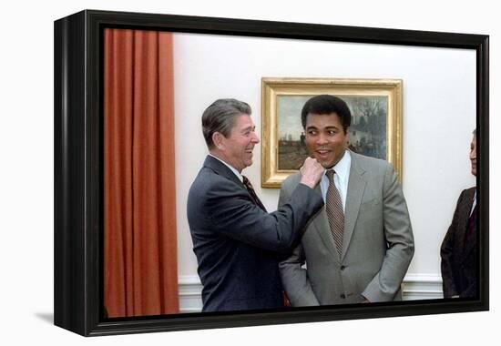 President Reagan 'Punching' Muhammad Ali in the Oval Office, Jan. 24, 1983-null-Framed Stretched Canvas