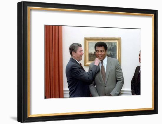 President Reagan 'Punching' Muhammad Ali in the Oval Office, Jan. 24, 1983-null-Framed Photo