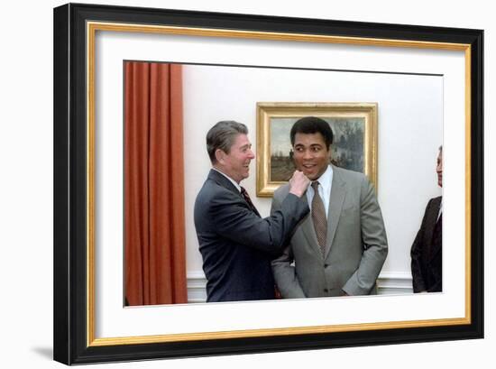 President Reagan 'Punching' Muhammad Ali in the Oval Office, Jan. 24, 1983-null-Framed Photo