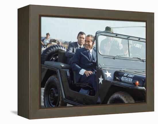 President Richard M. Nixon Travelling in Us Army Jeep During Visit to Vietnam-Arthur Schatz-Framed Premier Image Canvas