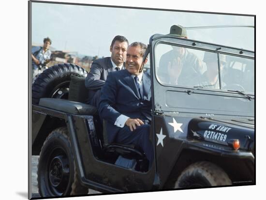 President Richard M. Nixon Travelling in Us Army Jeep During Visit to Vietnam-Arthur Schatz-Mounted Photographic Print