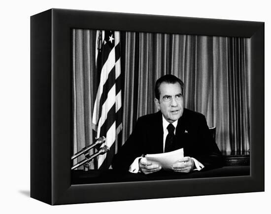 President Richard Nixon Declared His Innocence in the Watergate Scandal-null-Framed Stretched Canvas