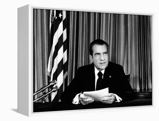 President Richard Nixon Declared His Innocence in the Watergate Scandal-null-Framed Stretched Canvas