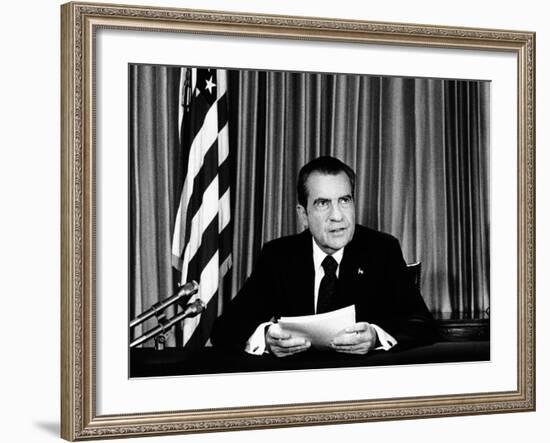 President Richard Nixon Declared His Innocence in the Watergate Scandal-null-Framed Photo