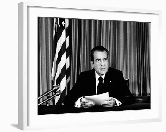 President Richard Nixon Declared His Innocence in the Watergate Scandal-null-Framed Photo