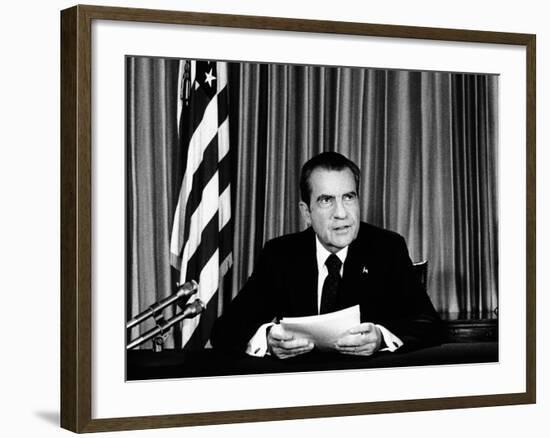 President Richard Nixon Declared His Innocence in the Watergate Scandal-null-Framed Photo