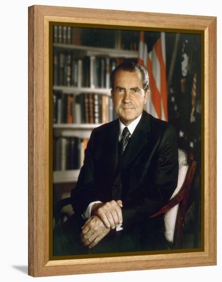 President Richard Nixon in an Official Portrait Taken in the Oval Office. July 8 1971-null-Framed Stretched Canvas