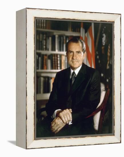 President Richard Nixon in an Official Portrait Taken in the Oval Office. July 8 1971-null-Framed Stretched Canvas