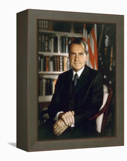 President Richard Nixon in an Official Portrait Taken in the Oval Office. July 8 1971-null-Framed Stretched Canvas