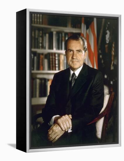 President Richard Nixon in an Official Portrait Taken in the Oval Office. July 8 1971-null-Framed Stretched Canvas