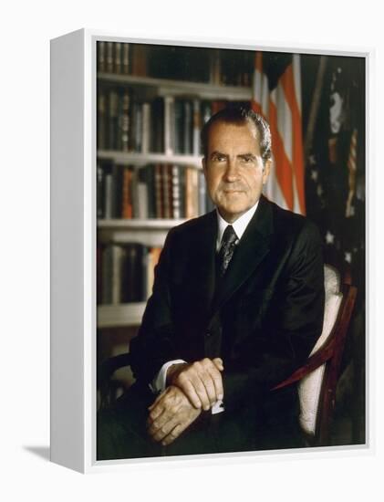 President Richard Nixon in an Official Portrait Taken in the Oval Office. July 8 1971-null-Framed Stretched Canvas