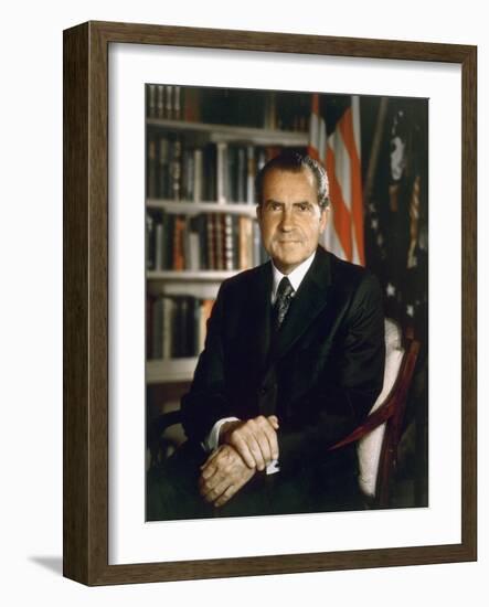 President Richard Nixon in an Official Portrait Taken in the Oval Office. July 8 1971-null-Framed Photo