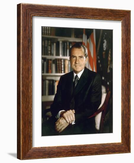 President Richard Nixon in an Official Portrait Taken in the Oval Office. July 8 1971-null-Framed Photo