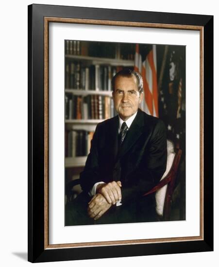 President Richard Nixon in an Official Portrait Taken in the Oval Office. July 8 1971-null-Framed Photo