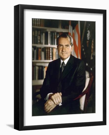 President Richard Nixon in an Official Portrait Taken in the Oval Office. July 8 1971-null-Framed Photo