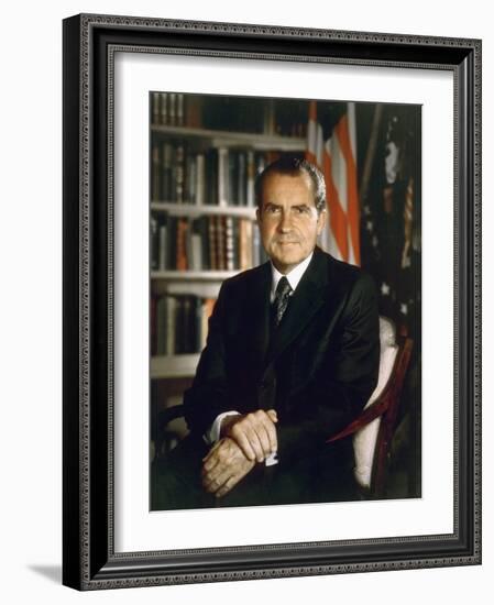 President Richard Nixon in an Official Portrait Taken in the Oval Office. July 8 1971-null-Framed Photo