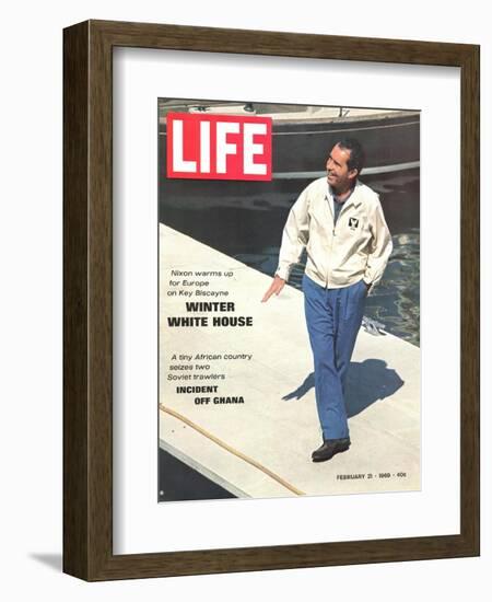 President Richard Nixon in Key Biscayne, February 21, 1969-George Silk-Framed Photographic Print